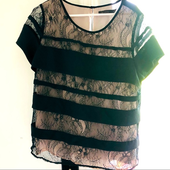 Black stripe and lace Top from The Limited - Picture 1 of 5